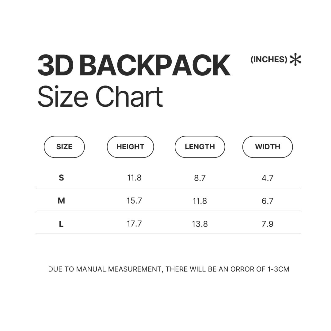 3D Backpack Size Chart - Attack On Titan UK Shop