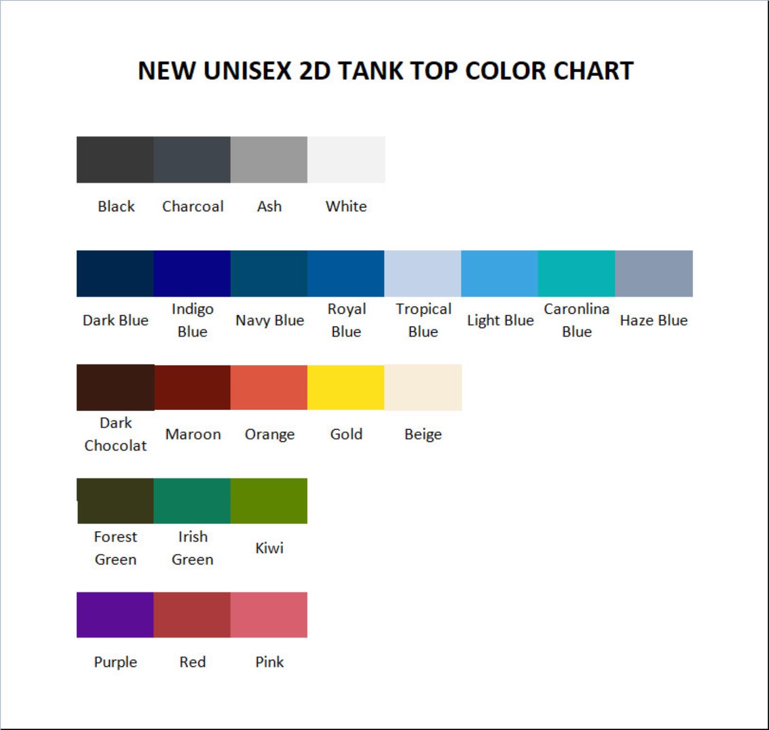 tank top color chart - Attack On Titan UK Shop