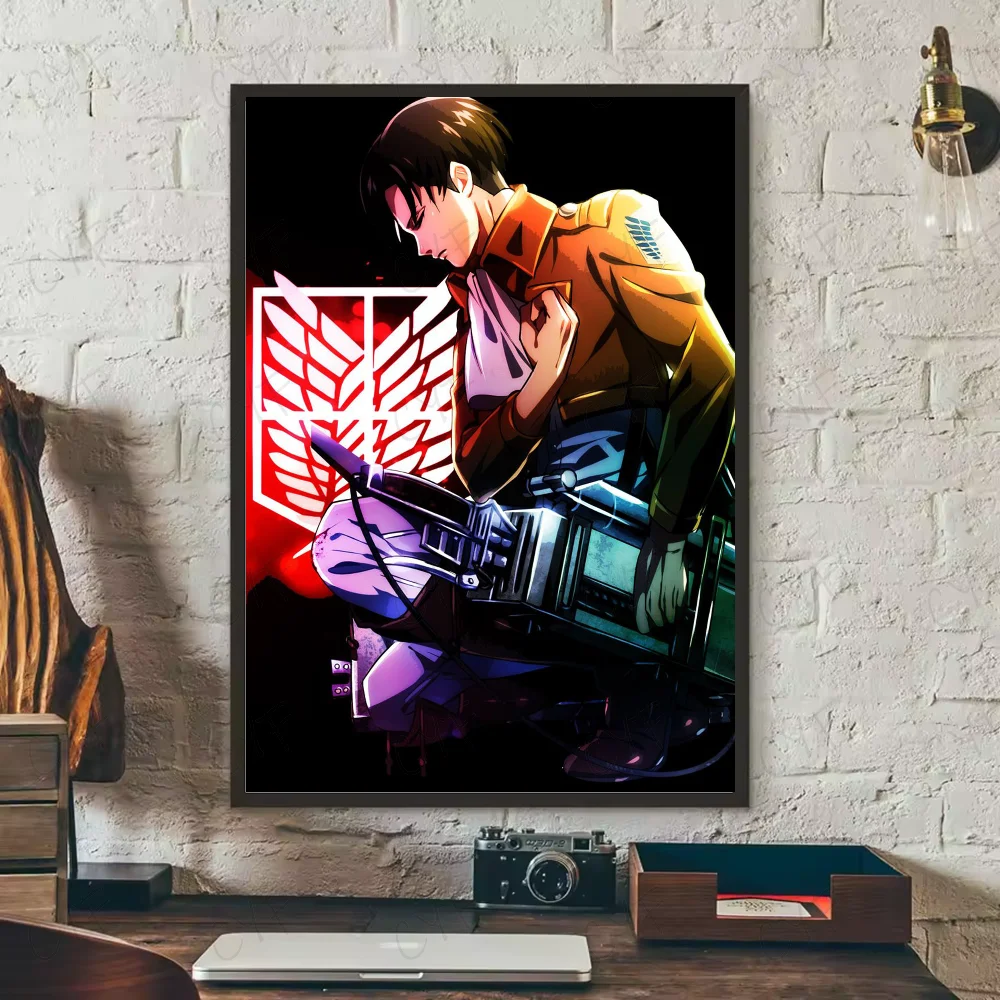 Attack On Titan Colorful Levi With Logo Wall Art