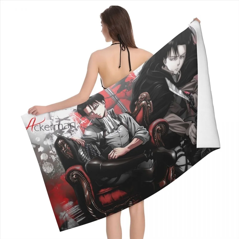 Anime Attack on Titan Retro Levi Design Beach Towel