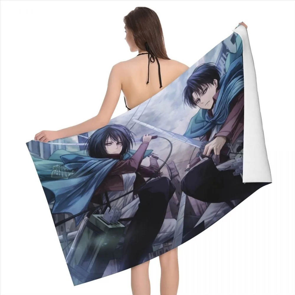 Anime Attack on Titan Misaka And Levi Beach Towel