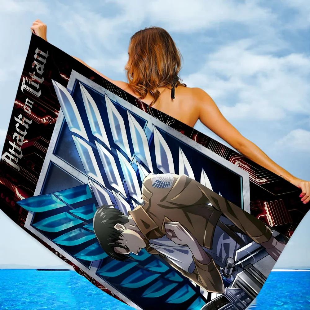 Attack On Titan Levi With Logo Beach Towel