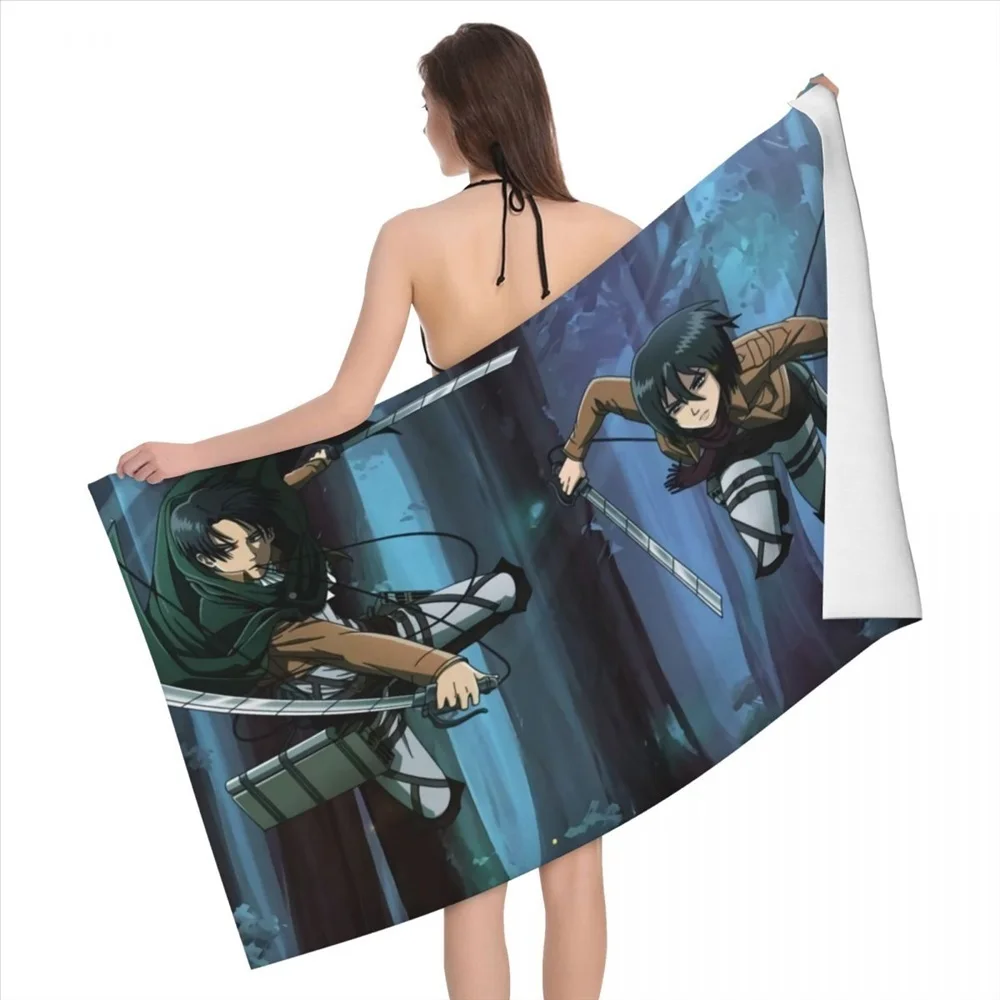 Anime Attack on Titan Misaka Ackerman x Levi Beach Towel