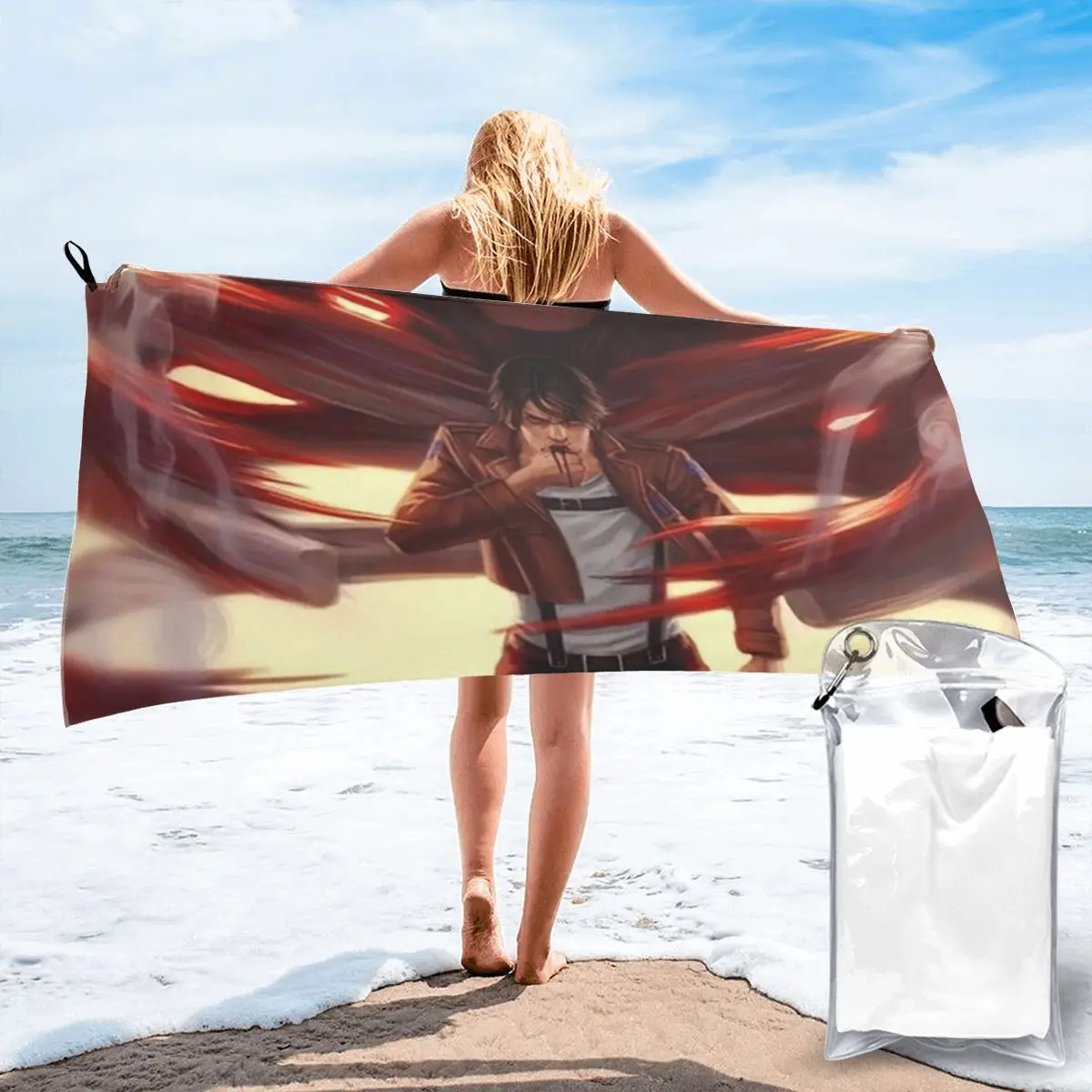 Attack On Titan Digital Art Beach Towel