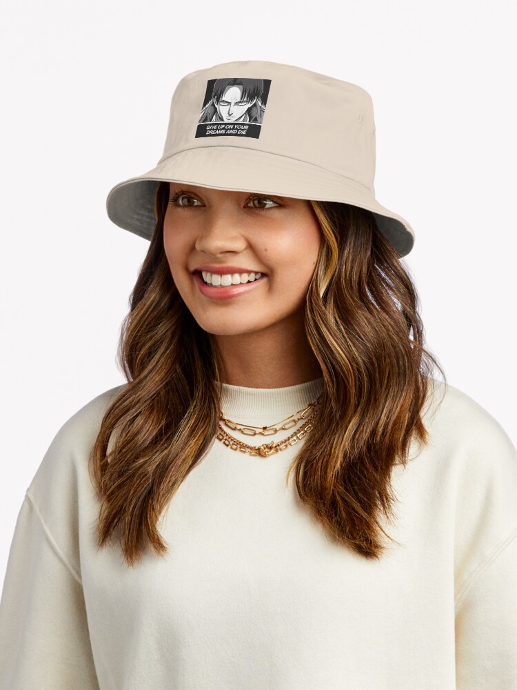 Give Up On Your Dreams And Die Motivational Words Aot Anime Bucket Hat - Image 2