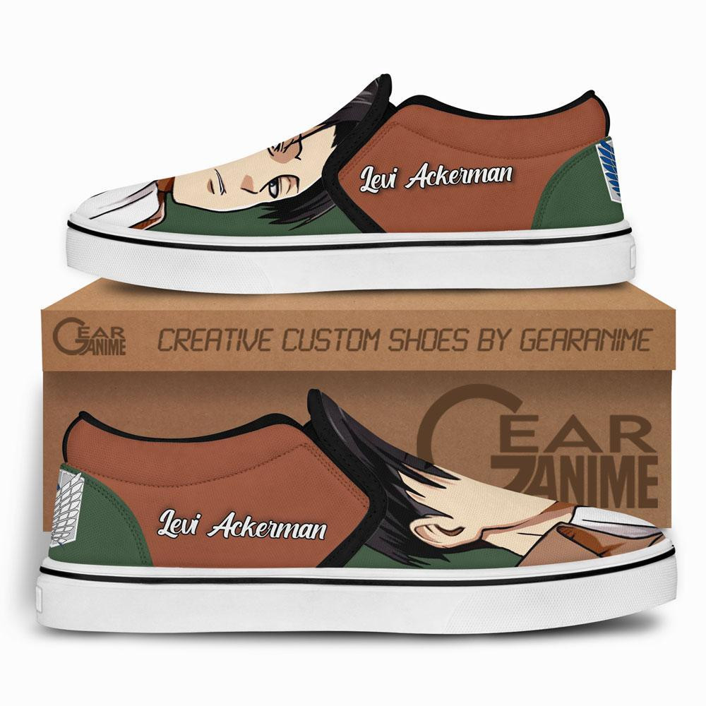 Captain Levi Ackerman Slip-On Canvas Anime Attack On Tian Shoes - Image 2
