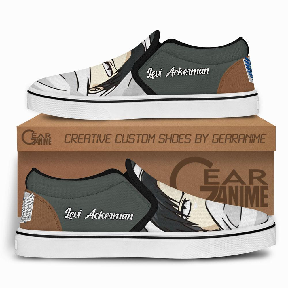 Levi Ackerman Slip-On Canvas Funny Custom Attack On Tian Shoes - Image 2