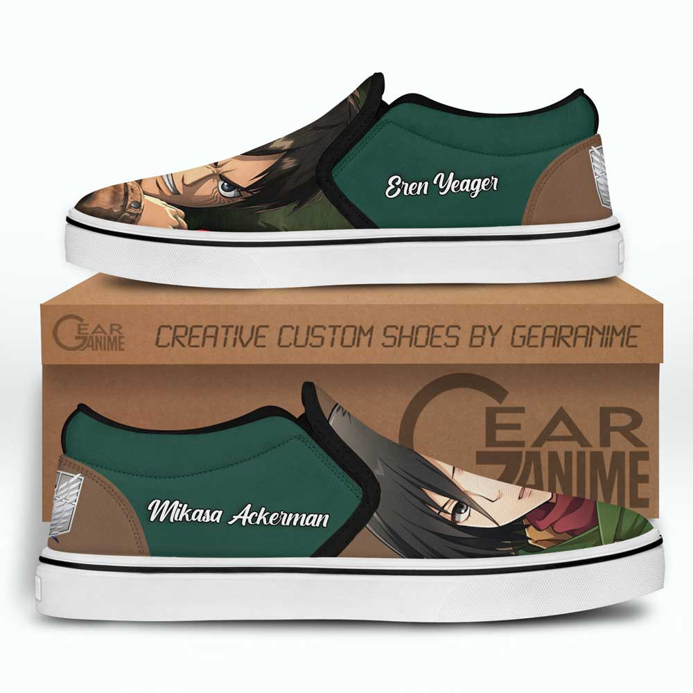 Eren and Mikasa Custom Slip-On Canvas - Image 2