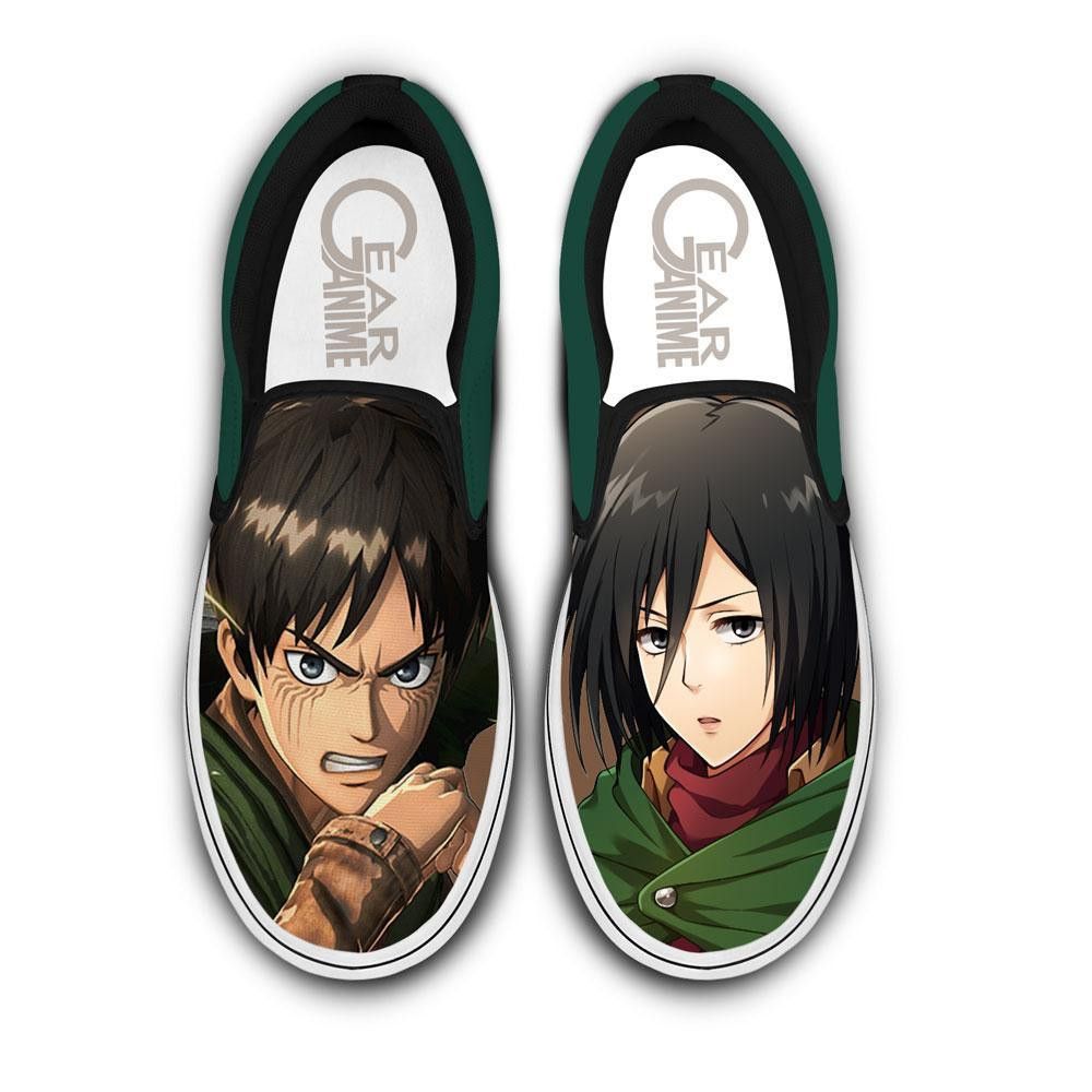 Eren and Mikasa Custom Slip-On Canvas