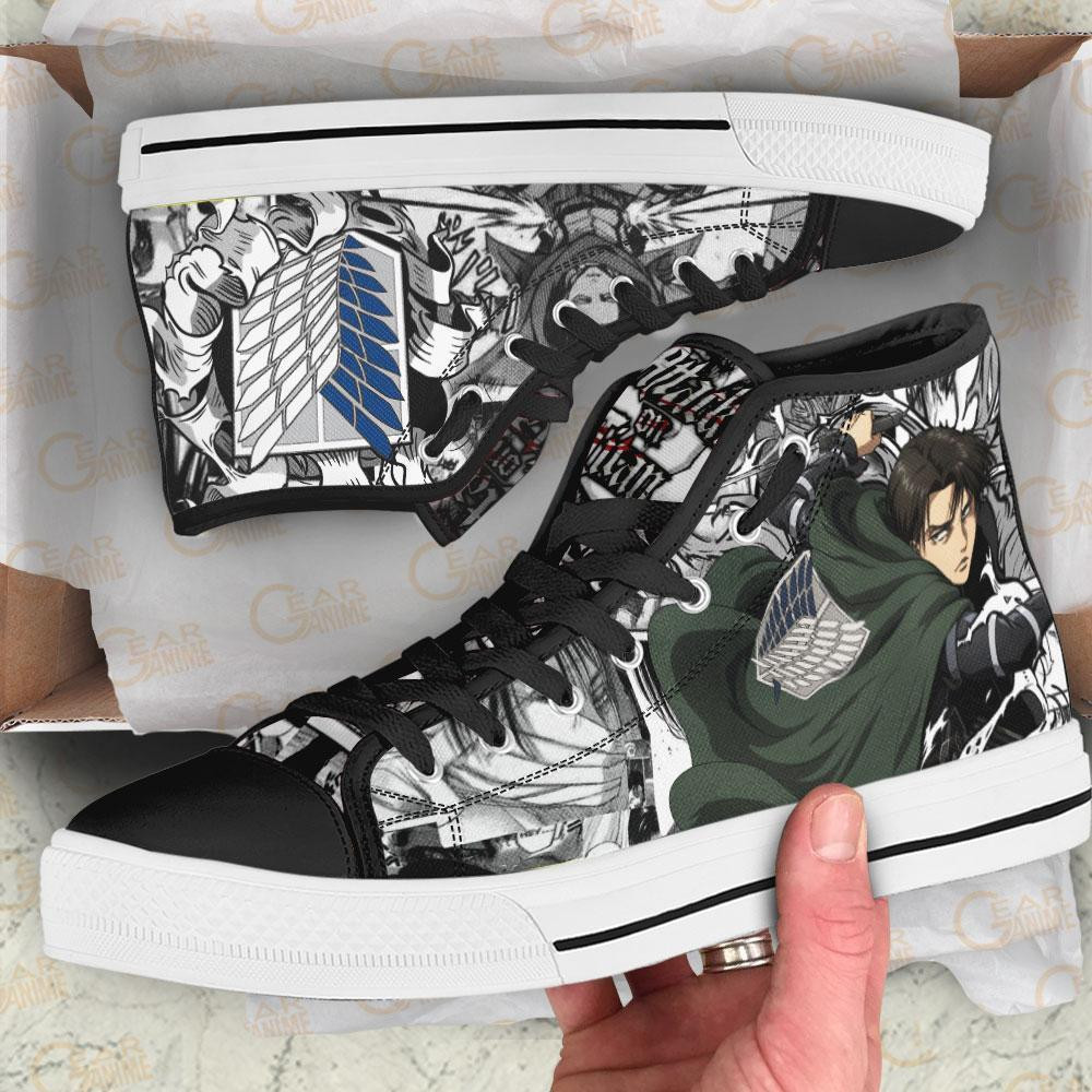 AOT Levi Ackerman Custom High-Top Canvas Shoes Manga Style - Image 2