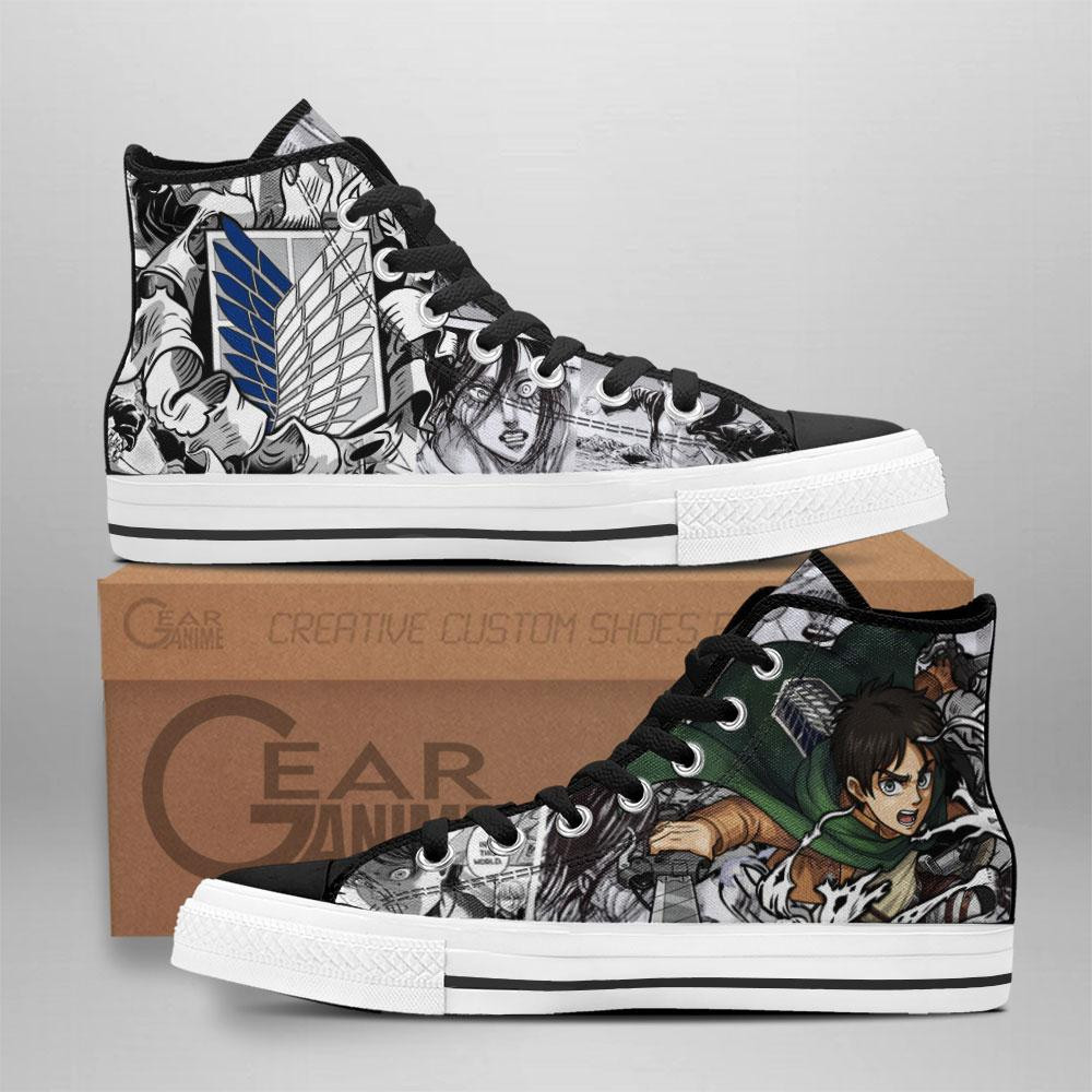 Eren Fighting Custom High-Top Canvas Shoes