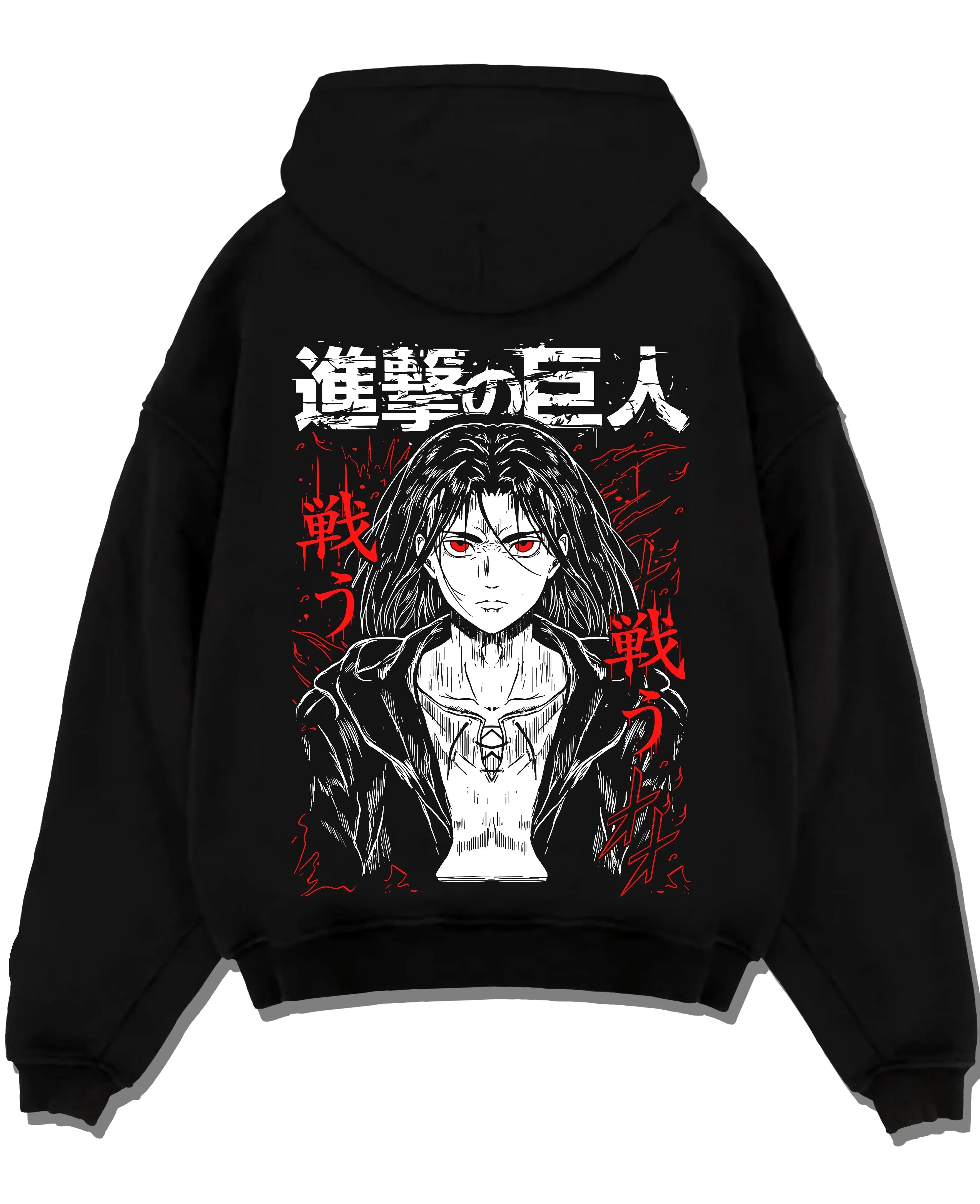Eren Yeager Hoodie Attack on Titan War Cry Panel Print