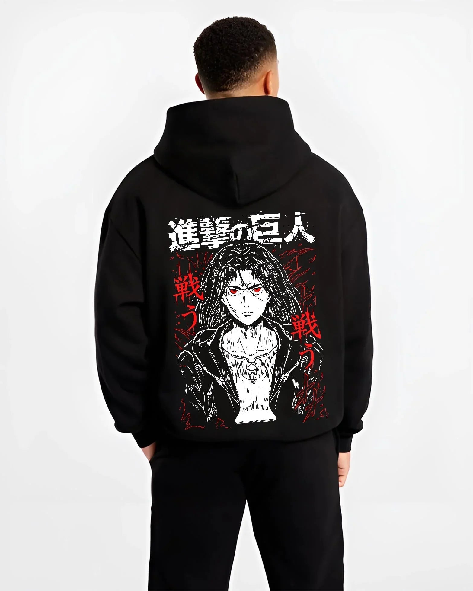 Eren Yeager Hoodie Attack on Titan War Cry Panel Print - Image 2