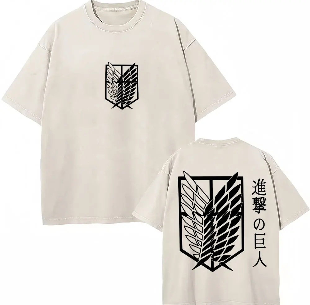 Shingeki no Kyojin Logo Anime Attack on Titan Mineral Wash T-shirt