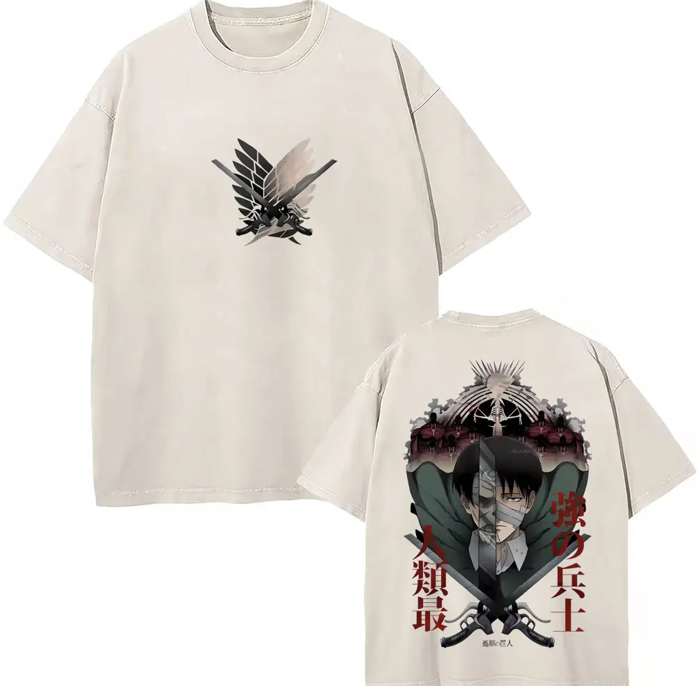 Levi Ackerman Power Anime Attack on Titan Mineral Wash T-shirt