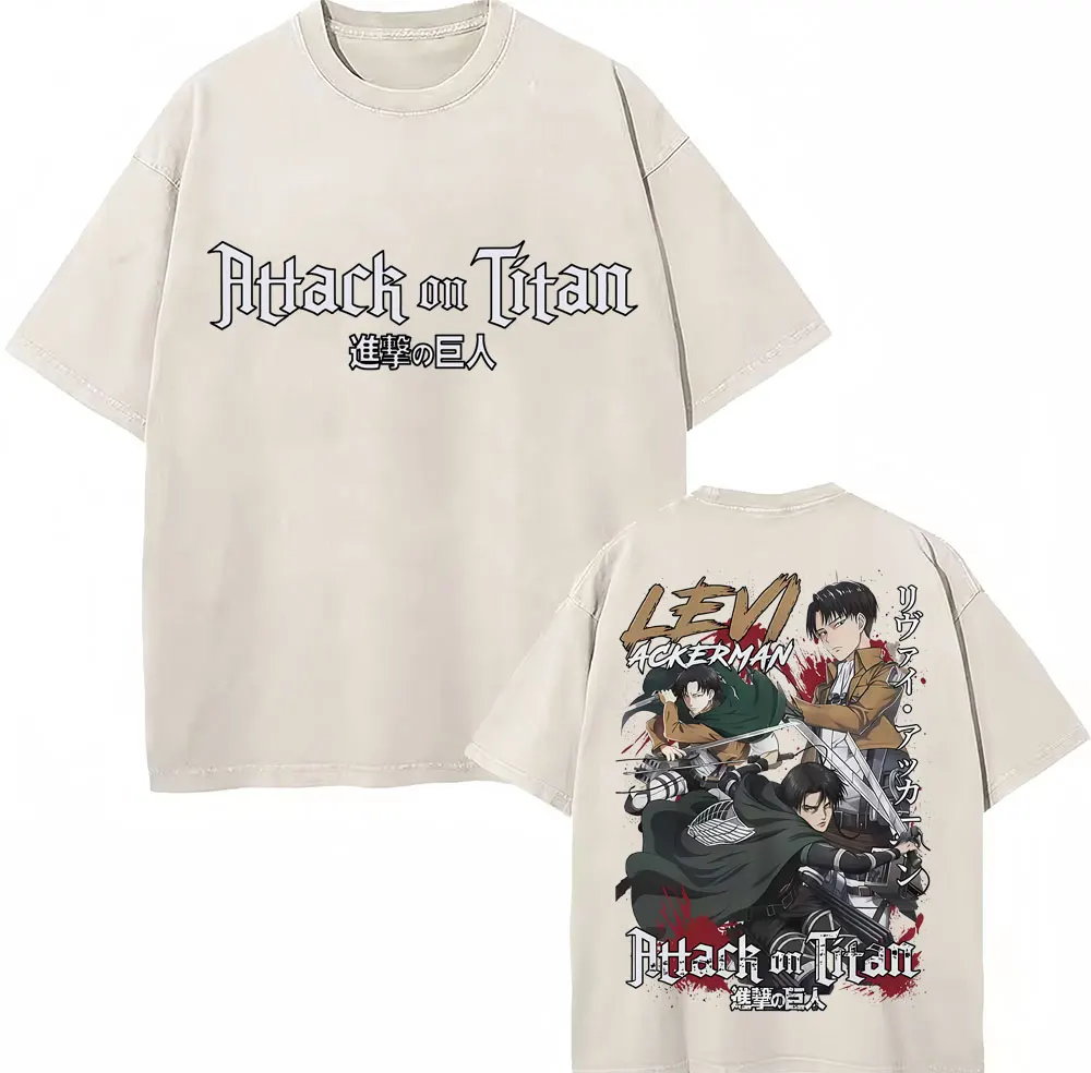 Levi Ackerman Character Anime Attack on Titan Mineral Wash T-shirt