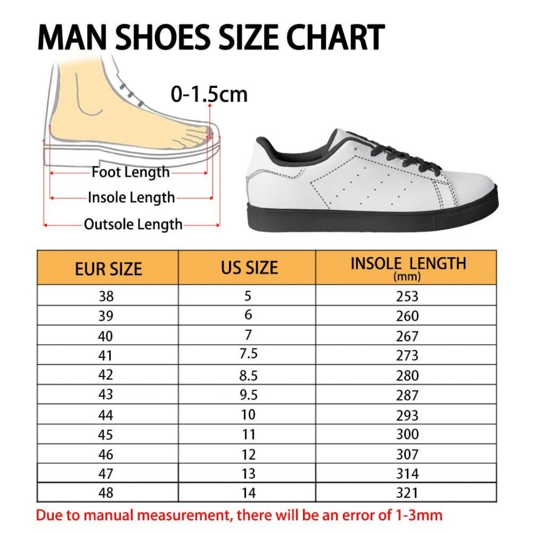 Skate Man Shoes Size Chart - Attack On Titan UK Shop