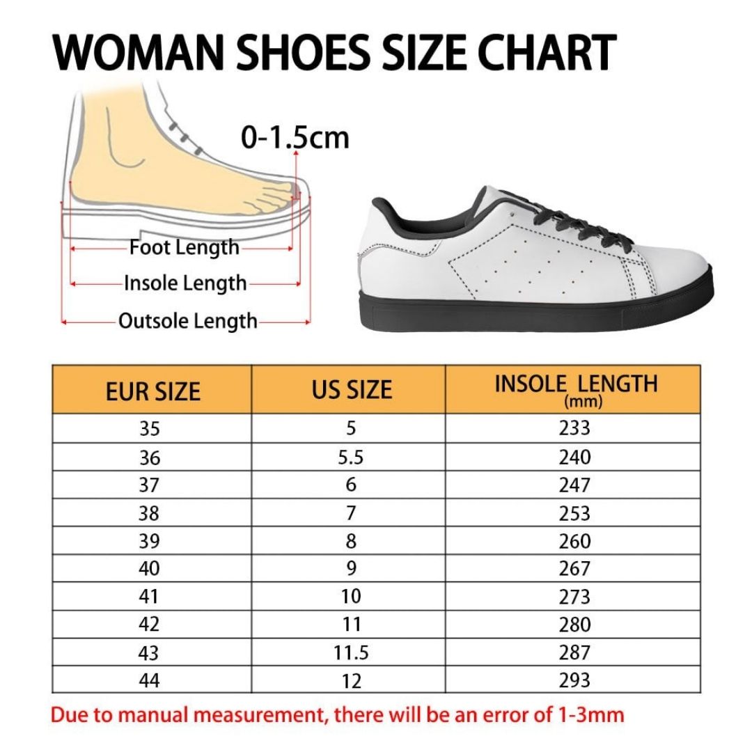 Skate Woman Shoes Size Chart - Attack On Titan UK Shop
